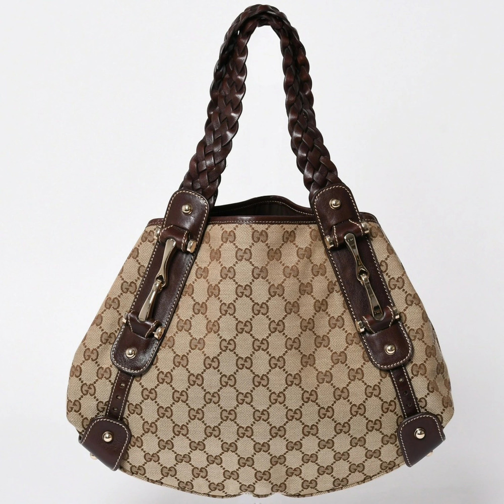 Gucci tote bag shoulder GG canvas brown